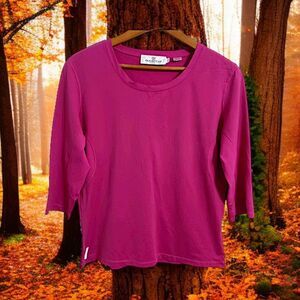 Bugatchi Women Top L Softel Technology Pink UV Protection 50+ Golf Polo Pullover